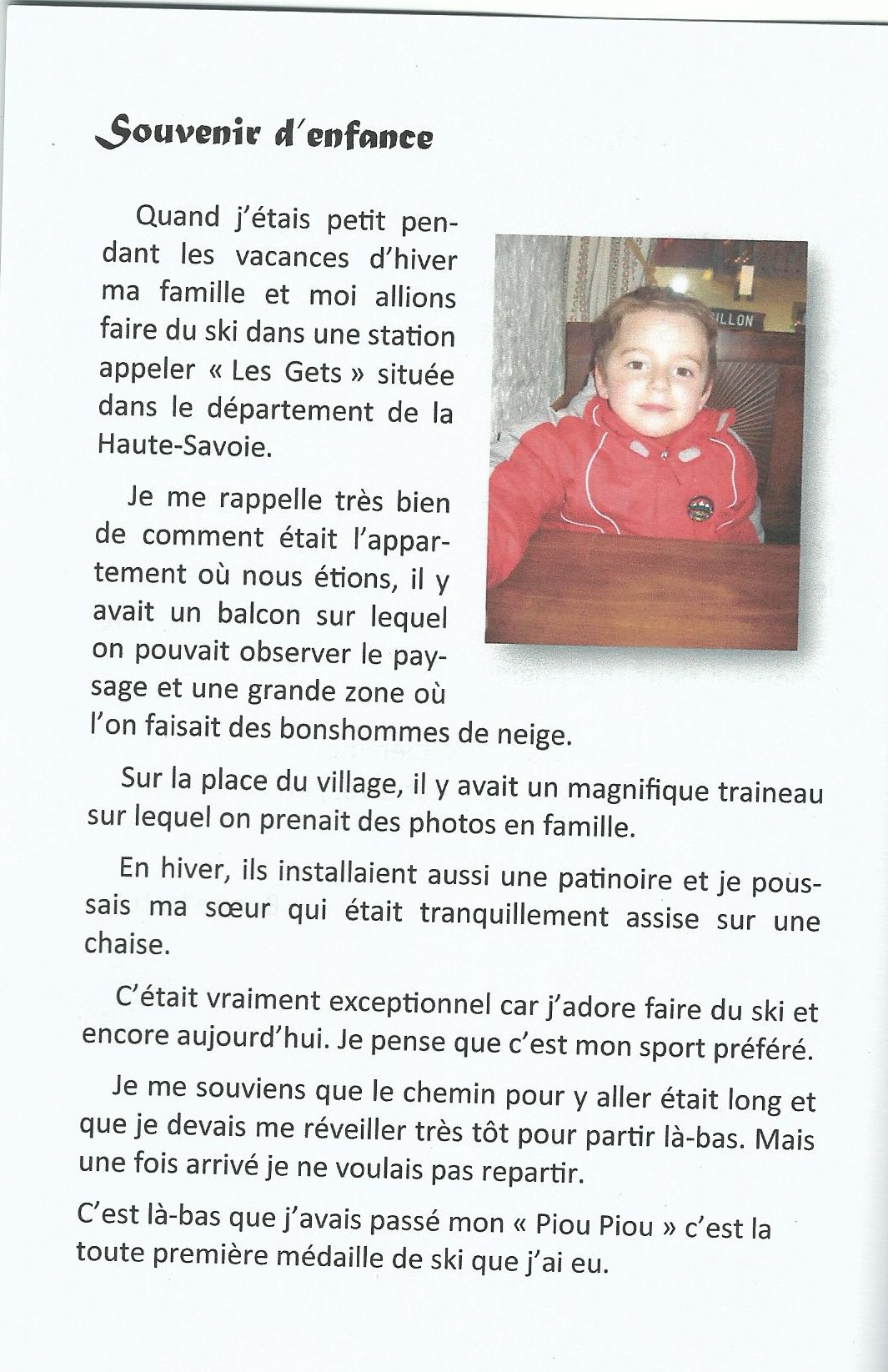 Raconter Un Souvenir D Enfance Redaction 3eme